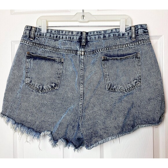 Distressed Cut-off Jean Booty‎ Shorts Plus Size 2X High Rise Faded Denim SHEIN - Picture 2 of 7